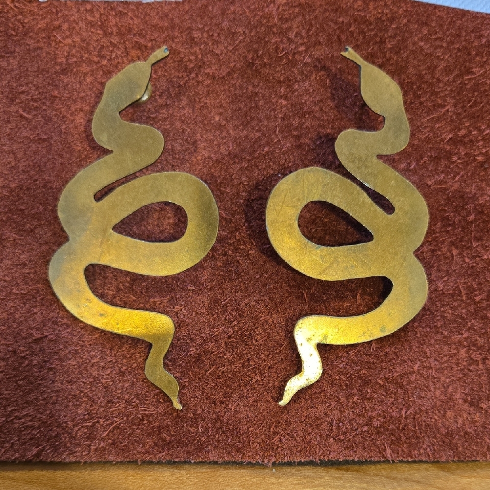 While Odin Sleeps Bronze Snake Earrings